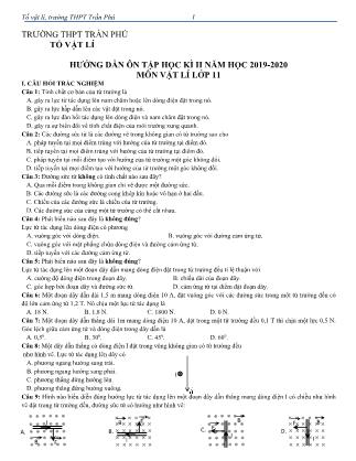 Đề cương ôn tập học kì II môn Vật lí Lớp 11 - Năm học 2019-2020 - Trường THPT Trần Phú