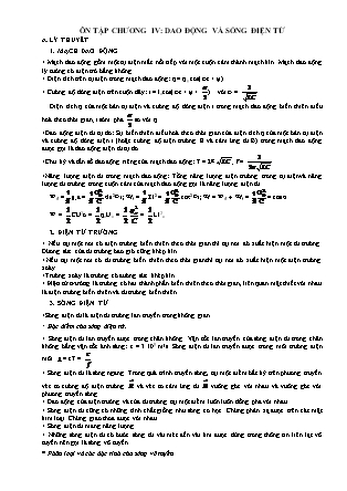 Đề cương ôn tập kiểm tra Chương IV môn Vật lí Lớp 12 - Trường THPT Trần Phú