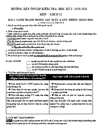 Đề cương ôn tập kiểm tra học kì I môn Giáo dục công dân Lớp 11 - Năm học 2020-2021 - Trường THPT Trưng Vương