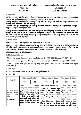 Đề cương ôn tập kiểm tra học kì I môn Lịch sử Lớp 12 - Năm học 2020-2021 - Trường THPT Trần Phú