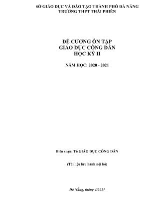 Đề cương ôn tập kiểm tra học kì II môn Giáo dục công dân Lớp 12 - Năm học 2020-2021 - Trường THPT Thái Phiên