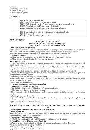 Đề cương ôn tập kiểm tra học kì II môn Sinh học Lớp 12 - Năm học 2019-2020 - Trường THPT Thái Phiên