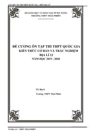 Đề cương ôn tập thi THPT Quốc gia môn Địa lí - Năm học 2019-2020 - Trường THPT Thái Phiên