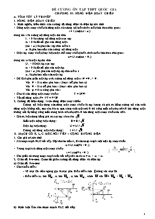 Đề cương ôn tập thi THPT Quốc gia môn Vật lí - Chương III: Dòng điện xoay chiều - Trường THPT Thái Phiên