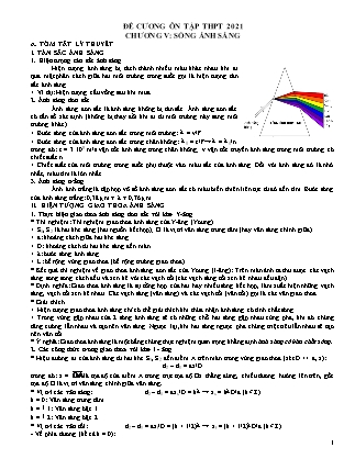 Đề cương ôn tập thi THPT Quốc gia môn Vật lí năm 2021 - Chương V: Sóng ánh sáng - Trường THPT Thái Phiên