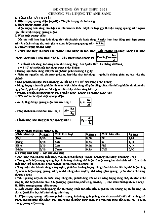 Đề cương ôn tập thi THPT Quốc gia môn Vật lí năm 2021 - Chương VI: Lượng tử ánh sáng - Trường THPT Thái Phiên