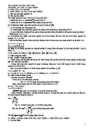 Đề cương ôn tập thi THPT Quốc gia môn Vật lí năm 2021 - Chương VII: Vật lý hạt nhân - Trường THPT Thái Phiên