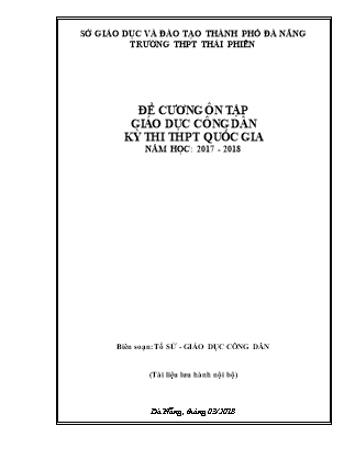 Đề cương ôn thi THPT Quốc gia môn Giáo dục công dân - Năm học 2017-2018 - Trường THPT Thái Phiên