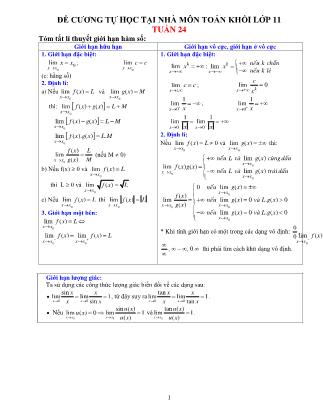 Đề cương tự học tại nhà Tuần 24 môn Toán Lớp 11 - Trường THPT Thái Phiên