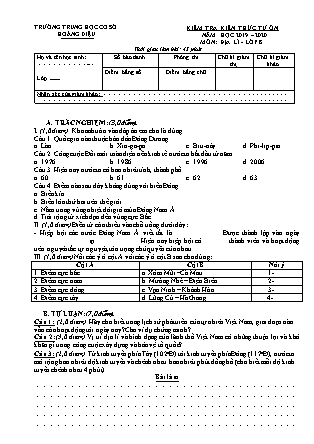 Đề kiểm tra kiến thức tự ôn môn Địa lí Lớp 8 - Năm học 2019-2020 - Trường THCS Hoàng Diệu