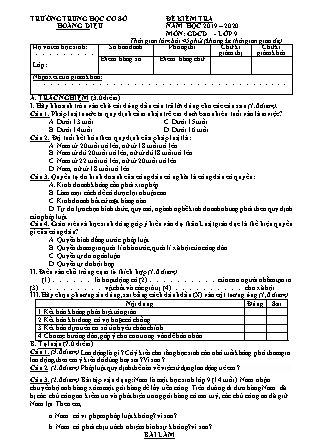 Đề kiểm tra kiến thức tự ôn môn Giáo dục công dân Lớp 9 - Năm học 2019-2020 - Trường THCS Hoàng Diệu