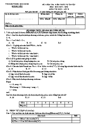 Đề kiểm tra kiến thức tự ôn môn Tin học Lớp 8 - Năm học 2019-2020 - Trường THCS Hoàng Diệu