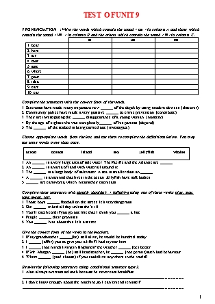 Đề kiểm tra Unit 9 đến 15 môn Tiếng Anh Lớp 10 - Trường THPT Trần Phú