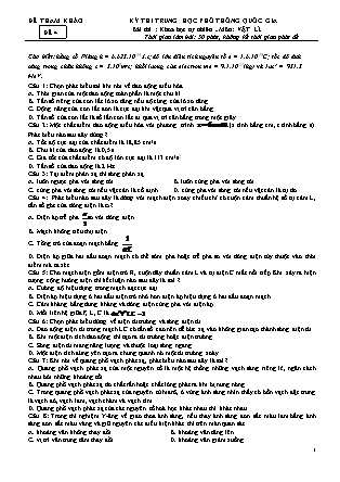 Đề luyện thi THPT Quốc gia môn Vật lí - Đề 4 - Trường THPT Thái Phiên