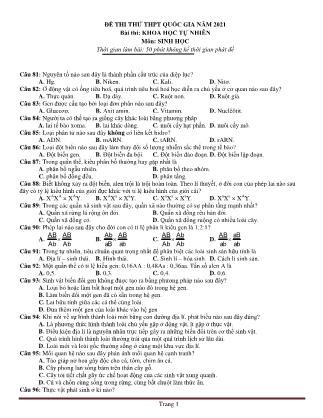 Đề ôn thi THPT Quốc gia môn Sinh học - Đề số 5 - Năm học 2020-2021 - Trường THPT Thái Phiên (Có đáp án)