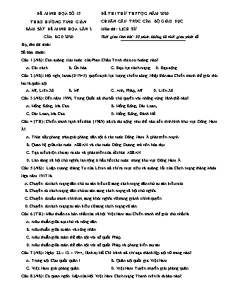 Đề thi thử THPT Quốc gia môn Lịch sử - Đề số 15 - Trường THPT Thái Phiên (Có đáp án)