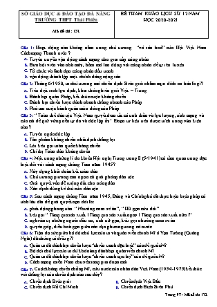 Đề thi thử THPT Quốc gia môn Lịch sử - Mã đề 132 - Trường THPT Thái Phiên (Có đáp án)