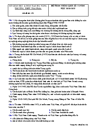 Đề thi thử THPT Quốc gia môn Lịch sử - Mã đề 152 - Trường THPT Thái Phiên (Có đáp án)