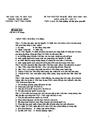 Đề thi thử THPT Quốc gia môn Lịch sử - Năm học 2020-2021 - Trường THPT Thái Phiên