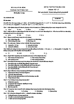 Đề thi thử THPT Quốc gia môn Vật lí năm 2020 - Mã đề 001 - Trường THPT Trần Phú