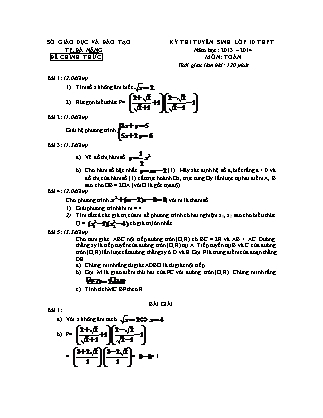 Đề thi tuyển sinh vào Lớp 10 THPT môn Toán - Năm học 2013-2014 - Sở GD và ĐT Đà Nẵng (Có đáp án)