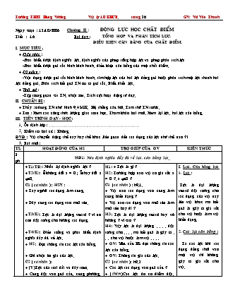 Giáo án Vật lí Lớp 10 - Tiết 16 đến 20 - Võ Văn Thanh