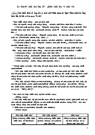 Lý thuyết Sinh học Lớp 10 - Phần sinh học vi sinh vật