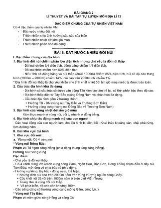 Lý thuyết và bài tập Địa lí Lớp 12 - Bài 6: Đất nước nhiều đồi núi - Trường THPT Thái Phiên