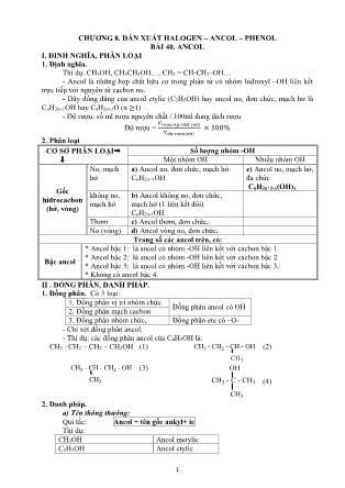 Lý thuyết và bài tập môn Hóa học Lớp 11 - Chương 8: Dẫn xuất Halogen - Ancol - Phenol - Trường THPT Thái Phiên