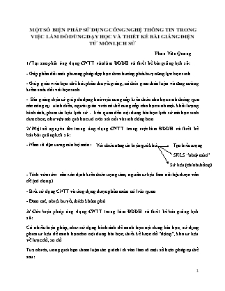 SKKN Một số biện pháp sử dụng công nghệ thông tin trong việc làm đồ dùng dạy học và thiết kế bài giảng điện tử môn Lịch sử