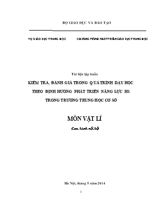 Tài liệu Tập huấn kiểm tra, đánh giá trong quá trình dạy học theo định hướng phát triển năng lực học sinh trong trường THCS môn Vật lí