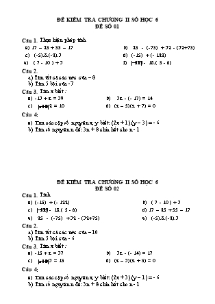 2 Đề kiểm tra chương II môn Toán Lớp 6