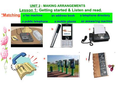 Bài giảng Tiếng Anh Lớp 8 - Unit 2: Making arrangements. Lesson 1: Getting started & Listen and read