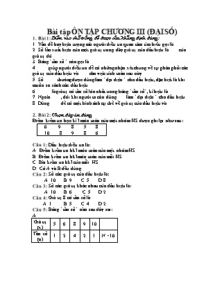 Bài tập ôn tập môn Đại số Lớp 7 - Ôn tập: Chương III