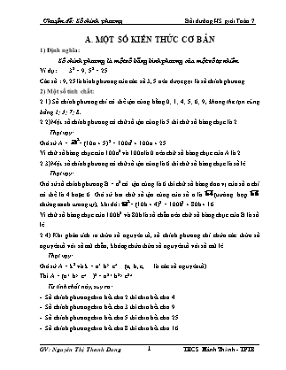 Bồi dưỡng học sinh giỏi môn Toán Lớp 7 - Chuyên đề: Số chính phương - Nguyễn Thị Thanh Dung