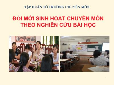 Chuyên đề Đổi mới sinh hoạt chuyên môn theo nghiên cứu bài học