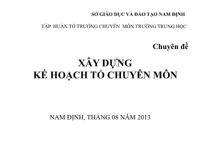 Chuyên đề Xây dựng kế hoạch tổ chuyên môn