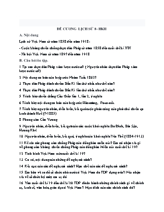 Đề cương ôn tập môn Lịch sử Lớp 8 - Học kì II