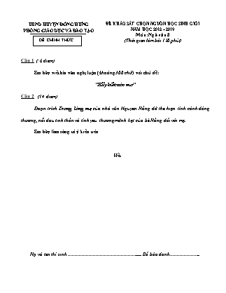 Đề khảo sát chọn học sinh giỏi môn Ngữ Văn Lớp 8 - Năm học 2018-2019 - Phòng GD&ĐT Đông Hưng (Có đáp án)