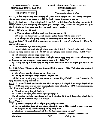 Đề khảo sát chọn học sinh giỏi môn Vật lý Lớp 8 - Năm học 2018-2019 - Phòng GD&ĐT Đông Hưng (Có đáp án)