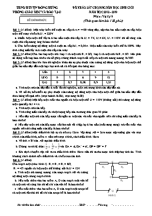 Đề khảo sát chọn học sinh giỏi môn Vật lý Lớp 9 - Năm học 2018-2019 - Phòng GD&ĐT Đông Hưng (Có đáp án)