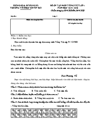 Đề ôn tập môn Tiếng Việt Lớp 1 - Năm học 2019-2020 - Trường Tiểu học Duyên Hải