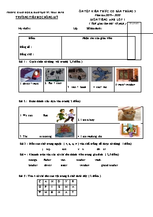 Đề ôn tập tháng 3 môn Tiếng Anh Lớp 1+4 - Năm học 2019-2020 - Trường Tiểu học Đông Mỹ (Có đáp án)
