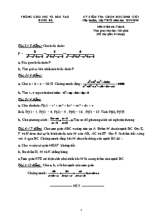 Đề thi chọn học sinh giỏi môn Toán Lớp 8 (Cấp huyện, Cấp THCS) - Năm học 2019-2020 - Phòng GD&ĐT Hưng Hà (Có đáp án)