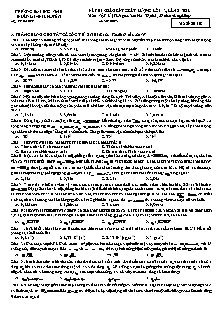Đề thi khảo sát chất lượng Lần 3 môn Vật lý Lớp 12 - Mã đề: 126 - Năm học 2012-2013 - Trường THPT Chuyên - Trường Đại học Vinh