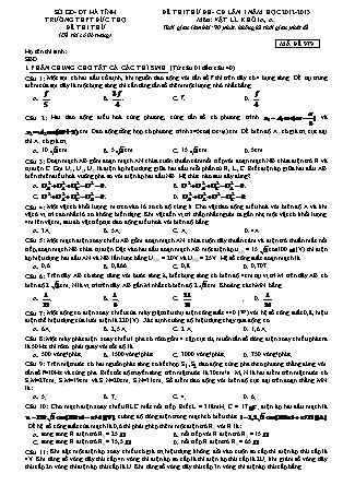 Đề thi thử Đại học, Cao đẳng Lần I môn Vật lý Lớp 12 - Mã đề: 979 - Năm học 2012-2013 - Trường THPT Đức Thọ