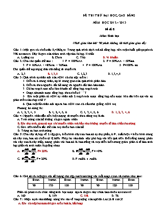 Đề thi thử Đại học, Cao đẳng môn Sinh học Lớp 12 - Đề số 8 - Năm 2012-2013 (Có đáp án)