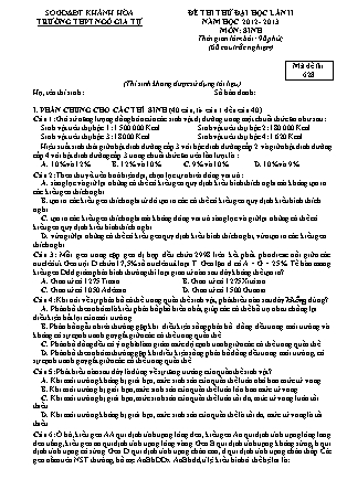 Đề thi thử Đại học Lần II môn Sinh học Lớp 12 - Mã đề: 628 - Năm học 2012-2013 - Trường THPT Ngô Gia Tự (Có đáp án)