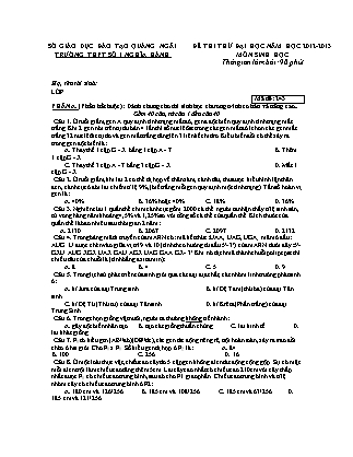Đề thi thử Đại học môn Sinh học Lớp 12 - Mã đề: 243 - Năm 2012-2013 - Trường THPT Số 1 Nghĩa Hành (Có đáp án)