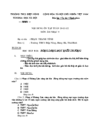 Giáo án Âm nhạc Lớp 9 - Tuần 20 đến 22 - Năm học 2019-2020 - Phạm Thanh Tỉnh